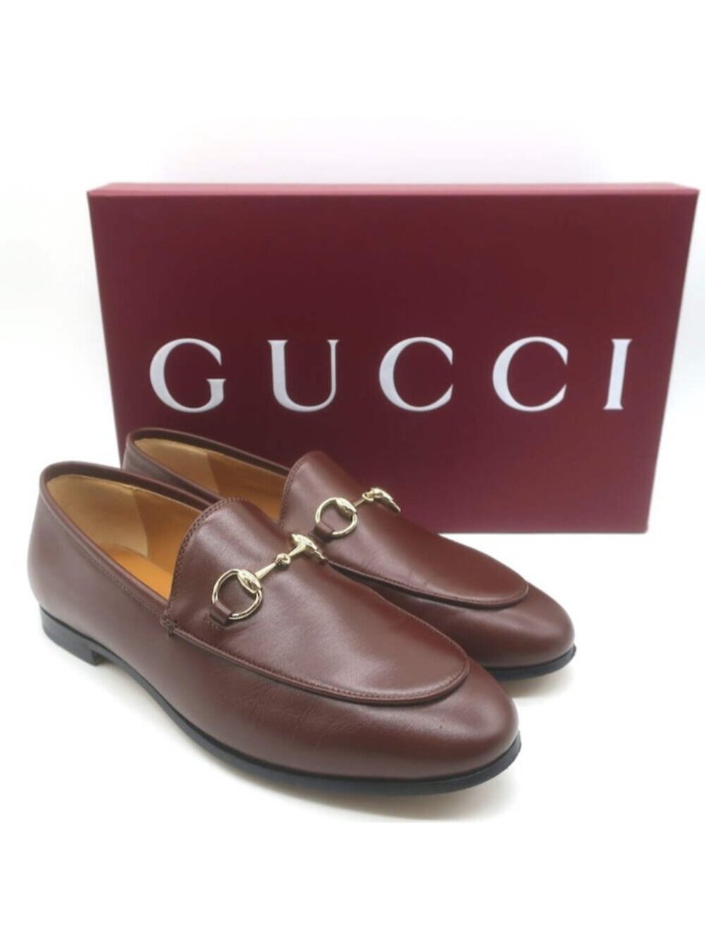 Gucci Jordaan Horsebit Loafers Sweet Chestnut Leather Size 37